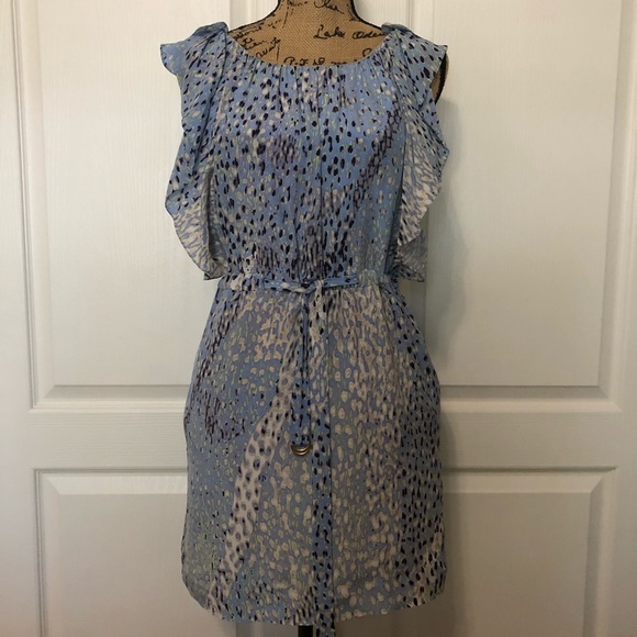 Leifsdottir Blue and Grey ruffle sleeve dress - Picture 1 of 7